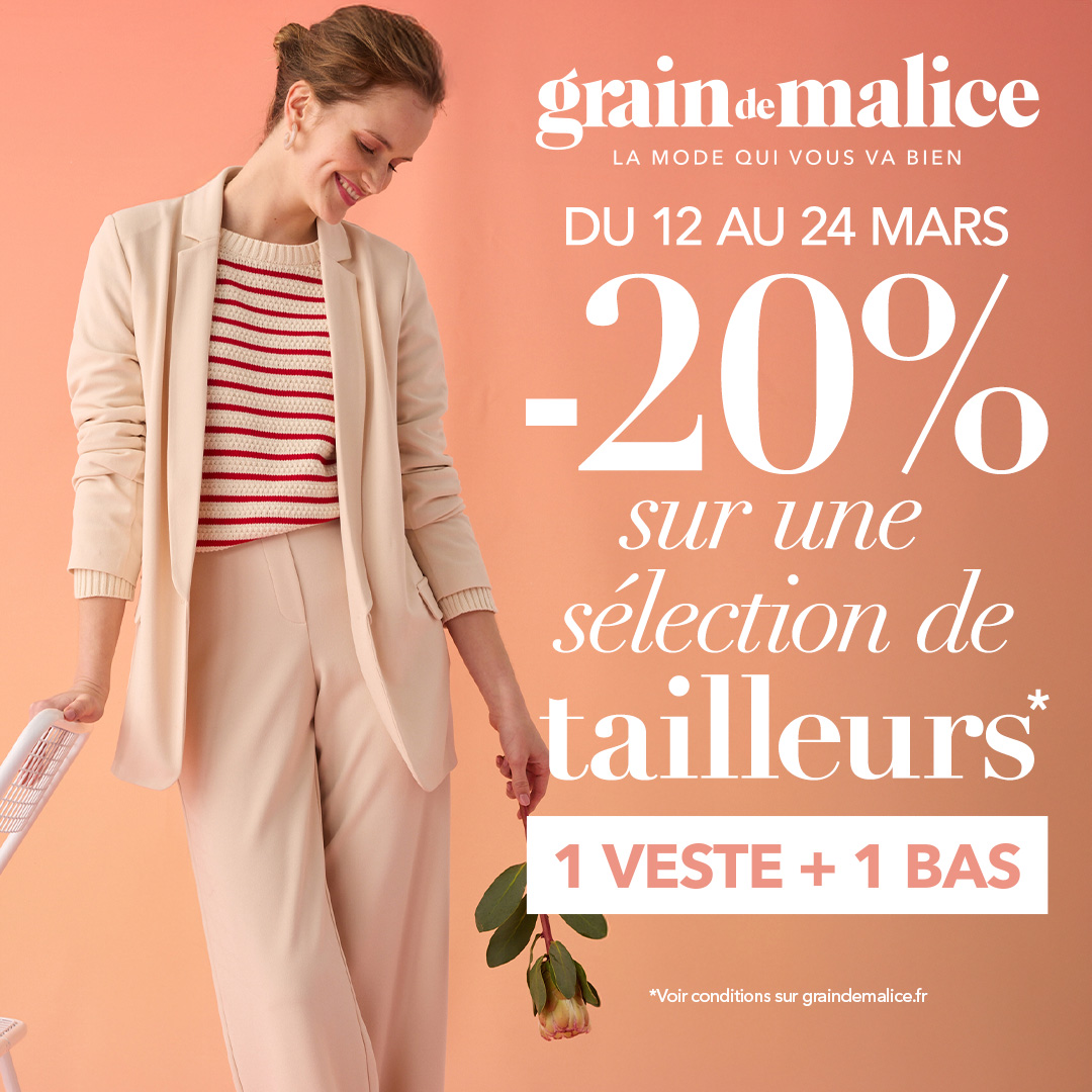 Main site - -20% sur votre tailleur chez Grain de Malice ! - visuel centre co - 1