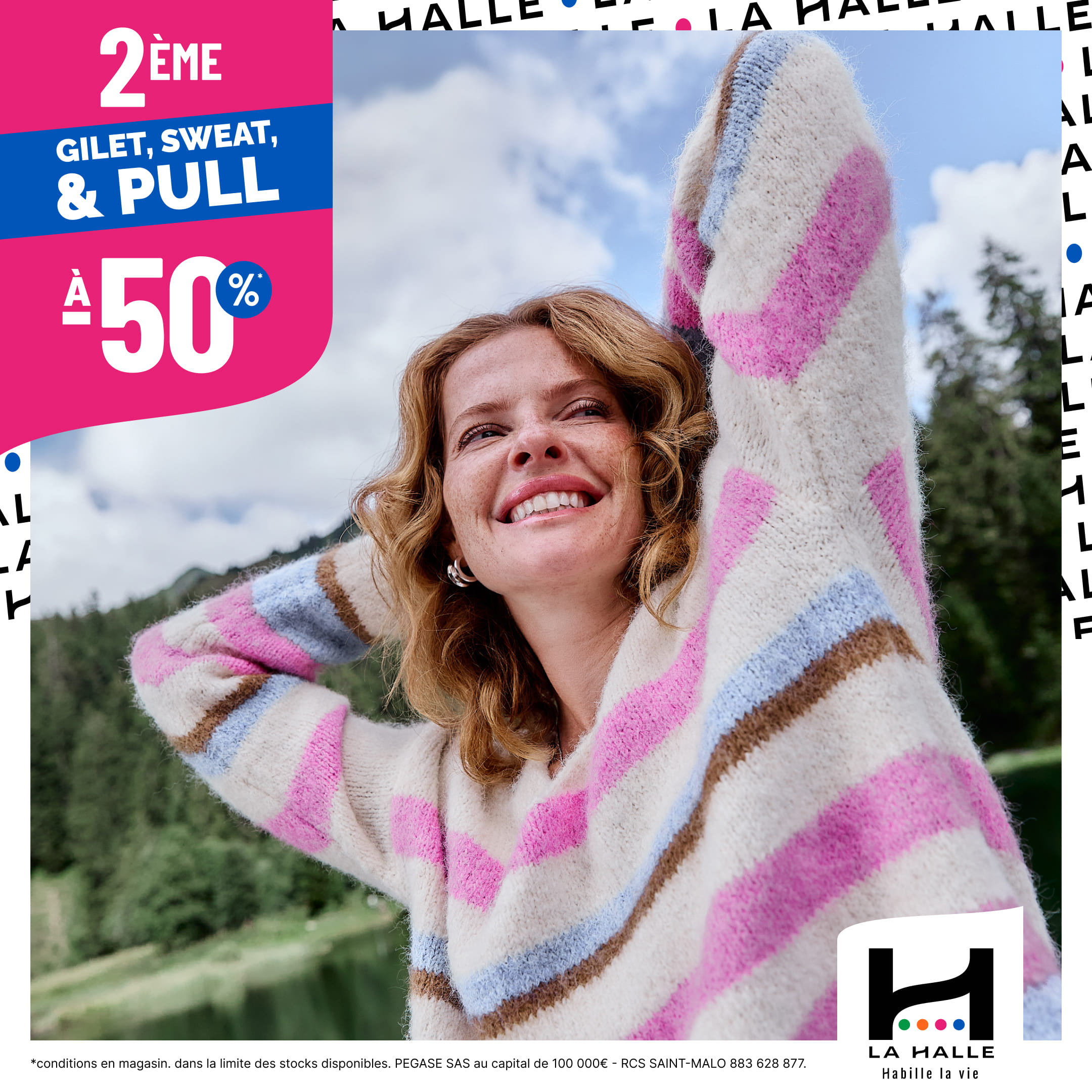 Main site - 2ème pull, gilet ou sweat à -50% chez La Halle - 1080x1080 2eme article 501 - 1