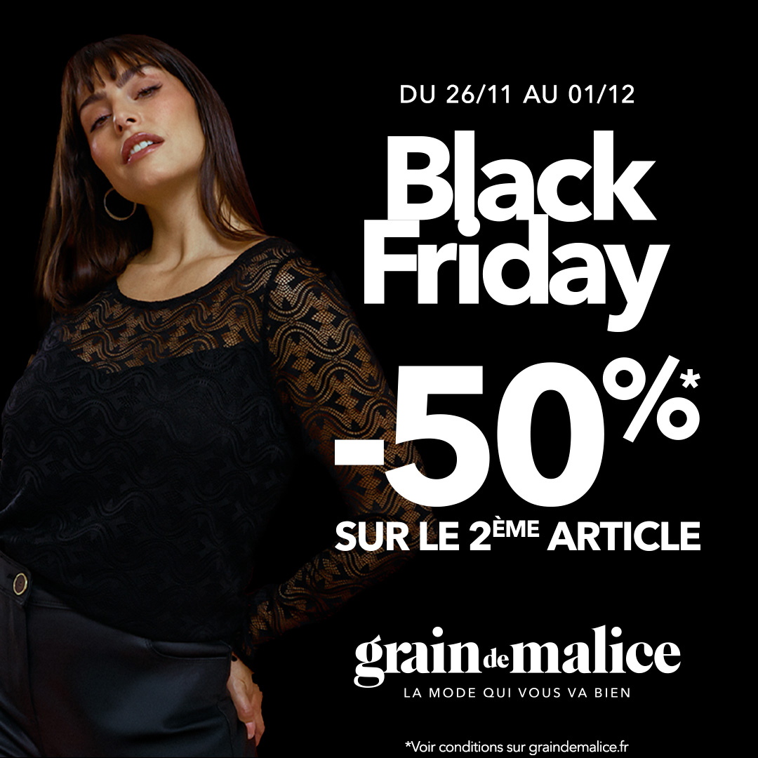 Main site - Black Friday : -50%* sur votre 2ème article - visuel centre co 1080x1080 1 - 1