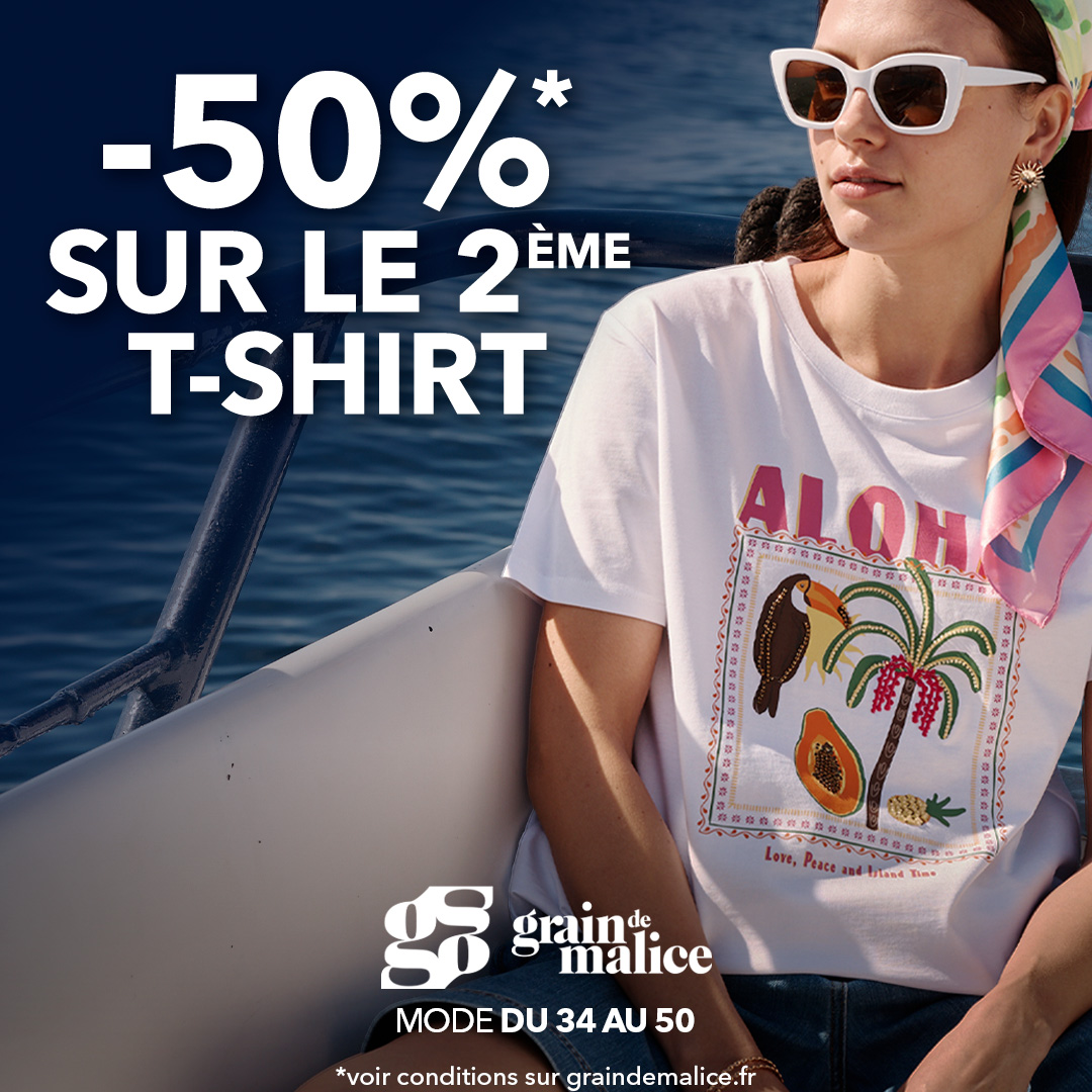Main site - Grain de Malice : -50% sur le 2ème T-shirt - visuel centre co 1080x1080 1 - 2 Main site - Grain de Malice : -50% sur le 2ème T-shirt - visuel centre co 1080x1080 1 - 1