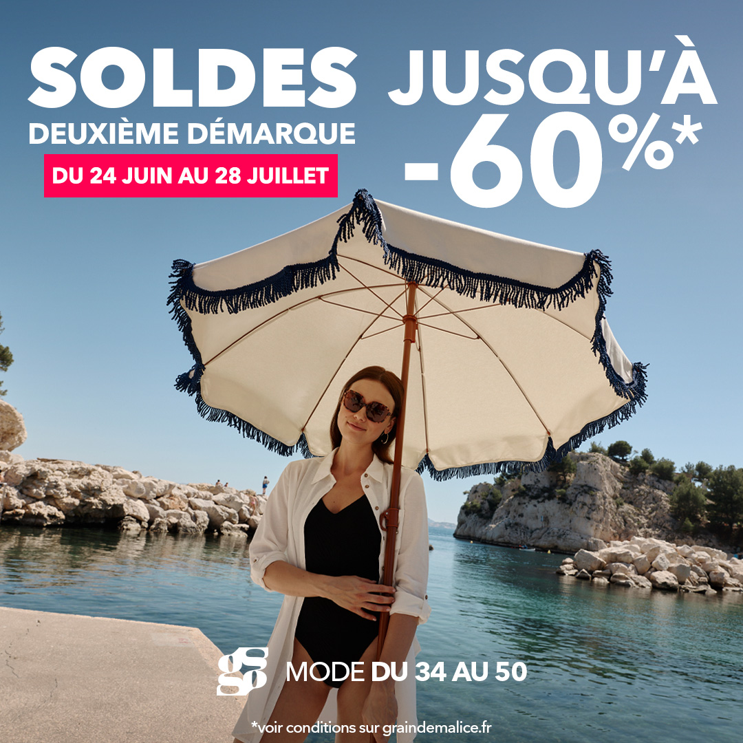 Main site - 2ème démarque : -60% chez Grain de Malice ! - visuel centre co 1080x1080 1 - 1